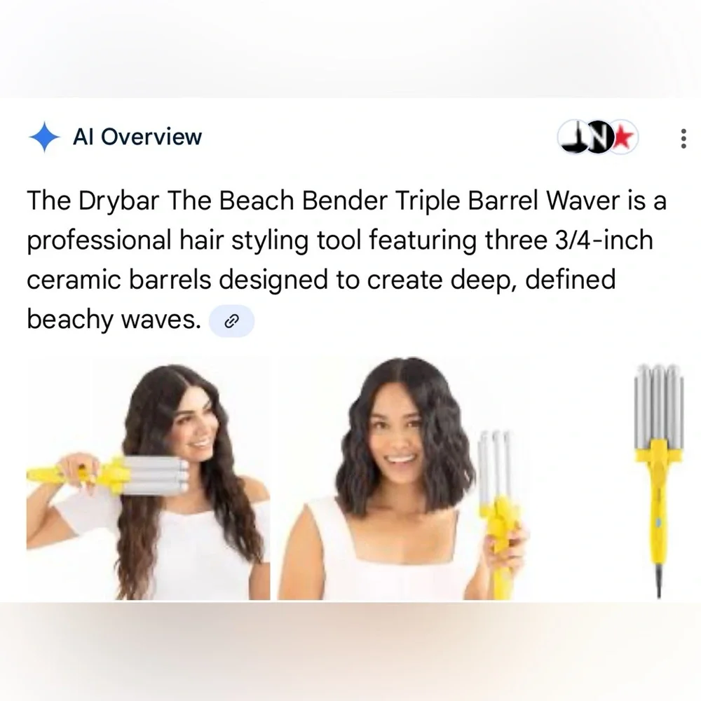 Drybar Triple Barrel Waver-The Beach Bender. Yellow. Digital temperature control